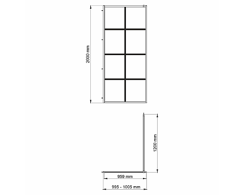 Душевая перегородка WasserKRAFT Glan 100 66W44 профиль Черный матовый стекло прозрачное