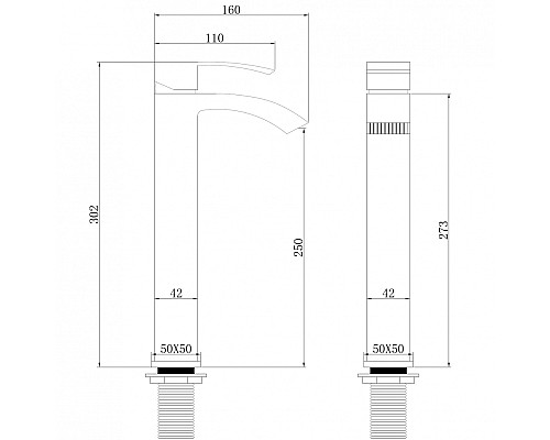 Смеситель ABBER Wasserfall AF8611B для накладной раковины, черный матовый