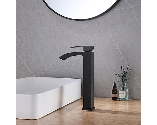 Смеситель ABBER Wasserfall AF8611B для накладной раковины, черный матовый