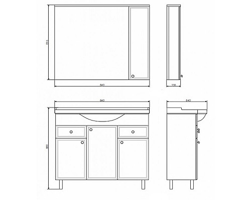 Зеркало со шкафом Comforty Сочи 85 00003132119 Белый глянец