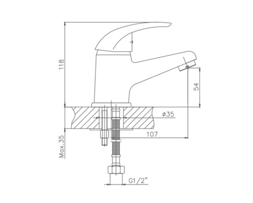 Смеситель для раковины Cron CN1029 Хром