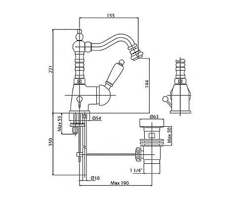 Смеситель для биде Cezares ELITE-BSM2-02-Bi