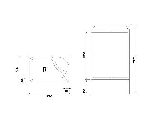 Душевая кабина Royal Bath BP 120х80 RB8120BP1-T-R без гидромассажа