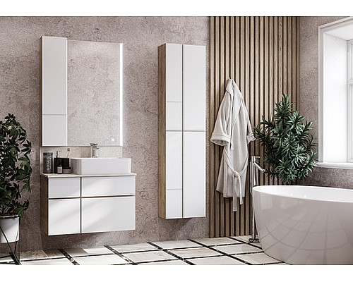 Подвесной шкаф Aquaton Мишель 43 1A243903MIX40 Дуб эндгрейн Белый