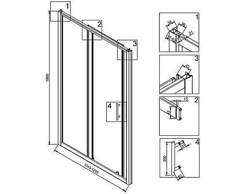Душевая дверь Veconi Vianno VN-72B 130 VN72B-130-01-C4 Черный матовый