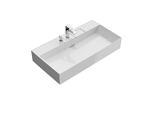 Раковина Kerama Marazzi LOGICA подвесная с двумя отверстиями 90, белая глянцевая