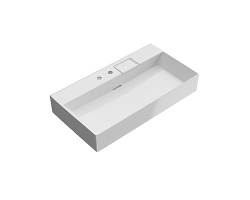 Раковина Kerama Marazzi LOGICA подвесная с двумя отверстиями 90, белая глянцевая