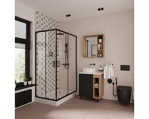 Душевой уголок Niagara Nova NG-6810-08 BLACK 120х80 профиль Черный стекло прозрачное