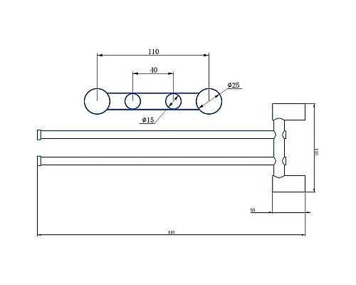 Полотенцедержатель Haiba HB8412-7 поворотный Черный матовый