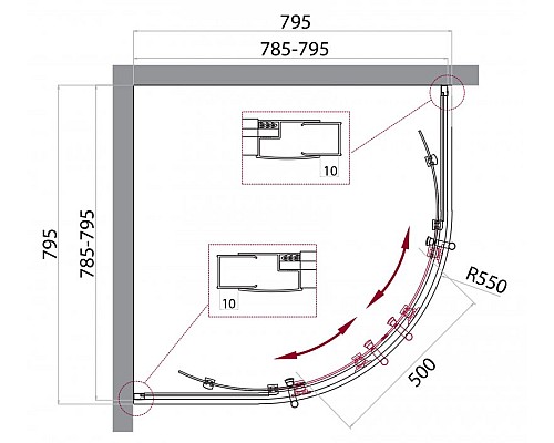 Душевой уголок BelBagno Uno 80х80 UNO-195-R-2-80-P-Cr профиль Хром стекло рифленое