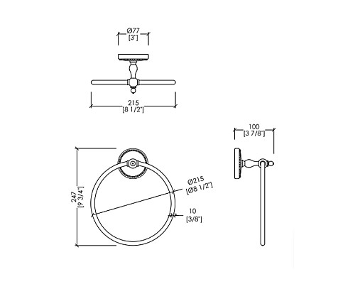 Кольцо для полотенец Devon&Devon Dorothy DOR407OT Светлое золото Белый