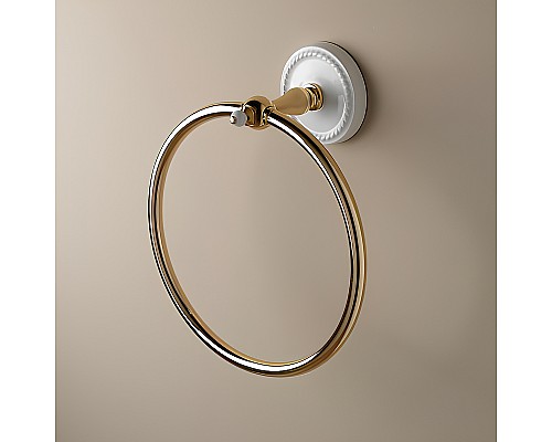 Кольцо для полотенец Devon&Devon Dorothy DOR407OT Светлое золото Белый