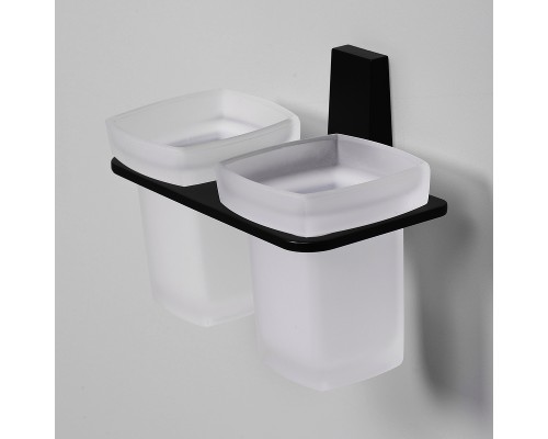 Стакан для зубных щеток WasserKRAFT Abens K-3228D двойной Черный матовый