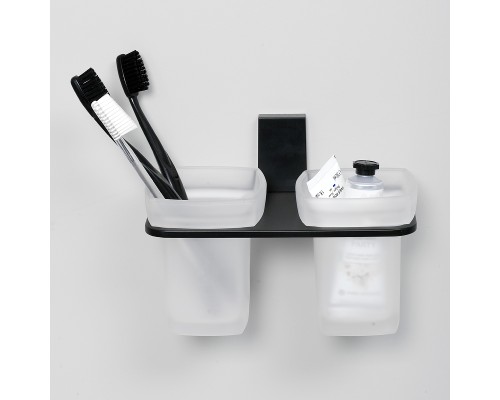 Стакан для зубных щеток WasserKRAFT Abens K-3228D двойной Черный матовый