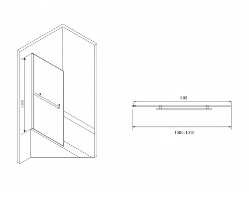 Шторка на ванну ABBER Immer Offen AG70100B