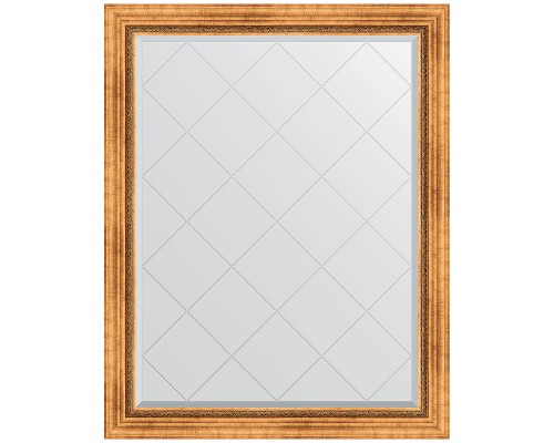 Зеркало Evoform Exclusive-G 121х96 BY 4361 с гравировкой в багетной раме - Римское золото 88 мм