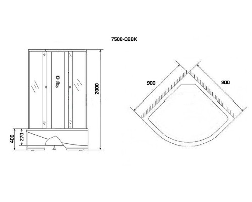 Душевая кабина Niagara Eco 90x90 NG-7508-14BK без гидромассажа
