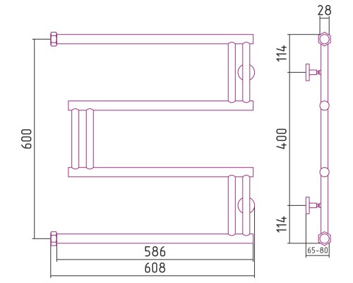 Полотенцесушитель водяной 600x600 состаренная бронза Сунержа High-Tech+ 05-4050-6060