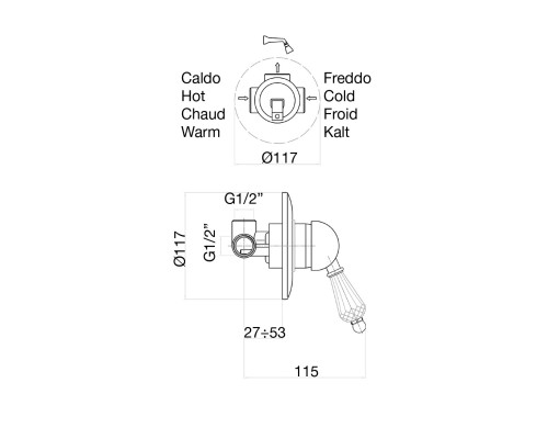 Смеситель для душа Fiore Imperial Sky Swarovski® 82OO5130 золото