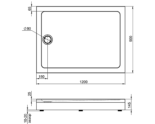 Акриловый поддон для душа Bas Олимпик 120х90 ПН00057 Белый