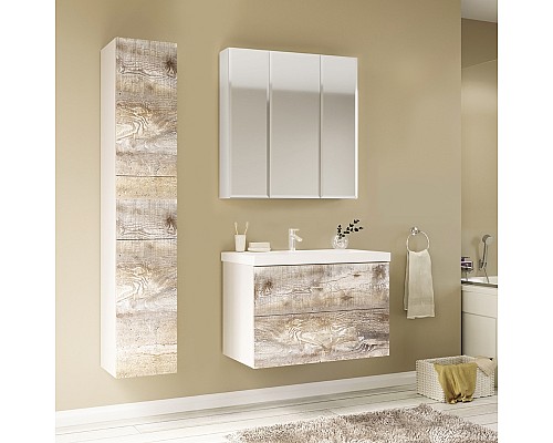 Зеркальный шкаф Marka One Mix 80 Белый