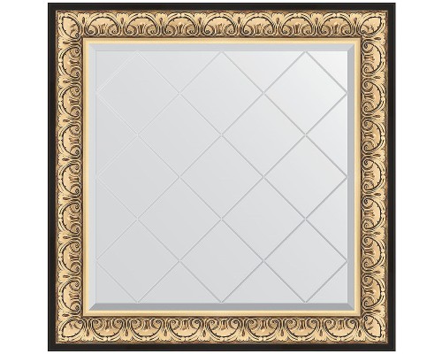 Зеркало Evoform Exclusive-G 90х90 BY 4337 с гравировкой в багетной раме - Барокко золото 106 мм