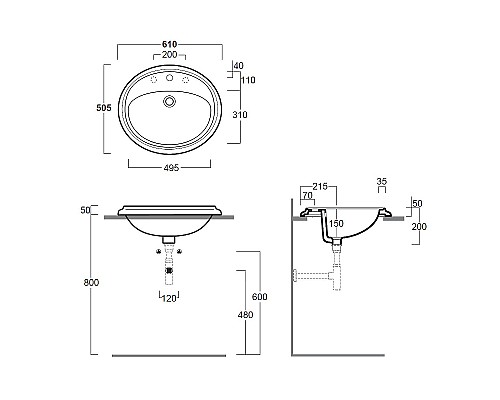 Раковина Simas Arcade 61 AR859bi*1 Белая