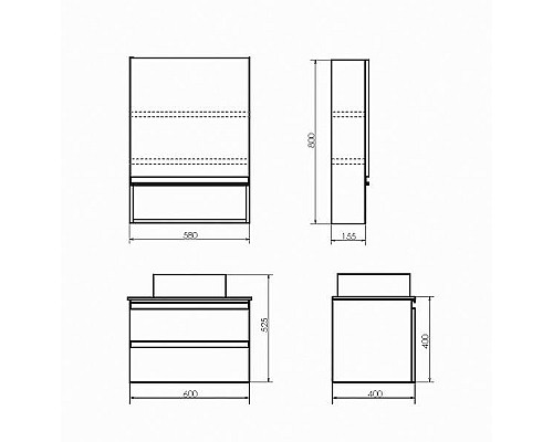 Тумба с раковиной Comforty Эдинбург 60-2 00-00005700 подвесная Бетон светлый