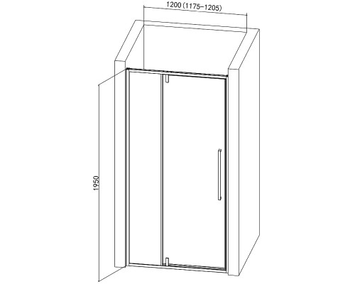 Душевая дверь AQUAme 120 профиль Черный матовый стекло прозрачное