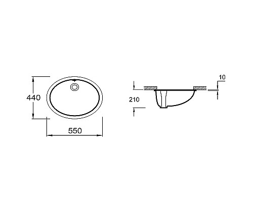 Раковина Jacob Delafon Caxton 55 E2211-0 Белая