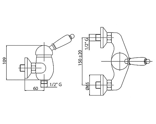 Смеситель для душа Cezares ELITE-DM-03/24-Bi