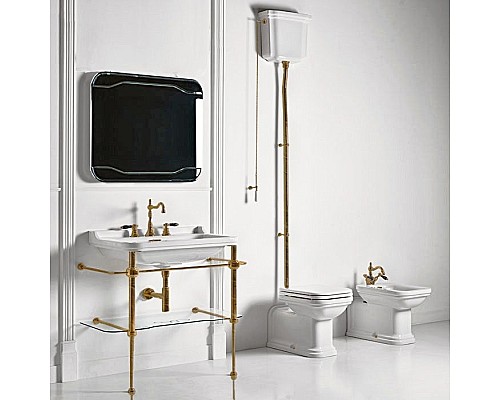 Консоль для раковины Kerasan Waldorf 9196K2oro 100 напольная, с полкой, золото