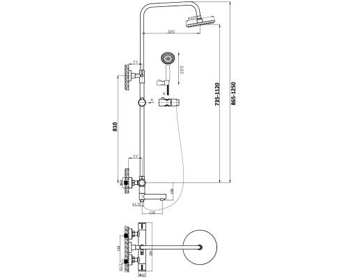 Душевая система Agger Thermo A2461144 Черная