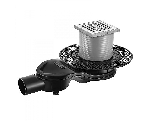 Трап BERGES PLATZ Uno 100х100 матовый хром боковой