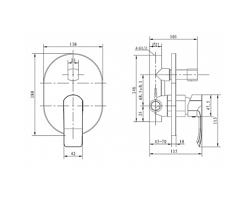Смеситель для ванной KAISER Aurora 67277
