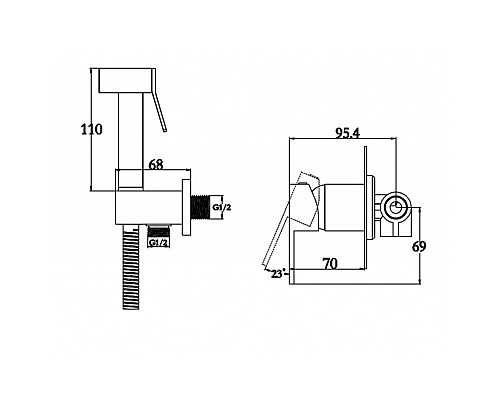 Гигиенический душ со смесителем Kaiser Sonat 34377-2 Черный