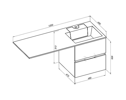 Тумба под раковину Aquanet Алвита 120 R 243662 подвесная Серый антрацит