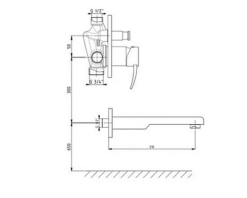 Смеситель для ванны GPD Aduro MAB95 Хром