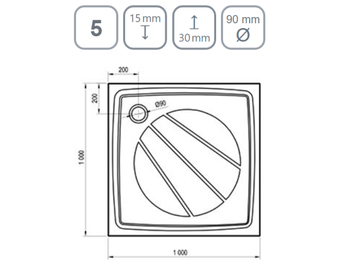 Душевой поддон из искусственного камня Ravak Perseus Pro 100x100 XA03AA01010WM
