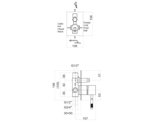 Смеситель для душа Webert Rimini RI860101560 Черный матовый