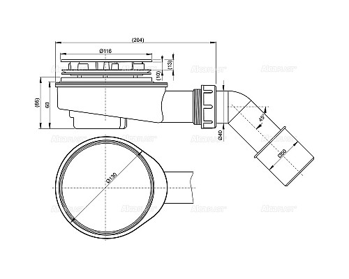 Сифон для поддона AlcaPlast A492CR