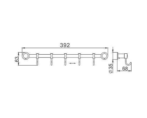 Вешалка для полотенец Haiba HB205-5 Хром