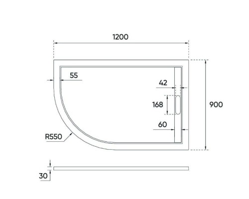 Душевой поддон из искусственного камня Veconi Tezeo 120x90 R Белый