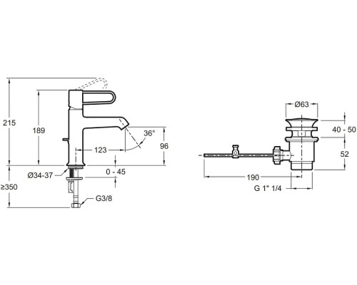 Смеситель для раковины Jacob Delafon Odeon Rive Gauche E21028-BL-CP Хром Черный