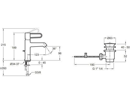 Смеситель для раковины Jacob Delafon Odeon Rive Gauche E21028-BL-CP Хром Черный