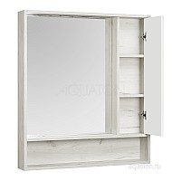 Зеркальный шкаф Флай 80 белый, дуб крафт Aquaton 1A237702FAX10