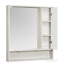 Зеркальный шкаф Флай 80 белый, дуб крафт Aquaton 1A237702FAX10