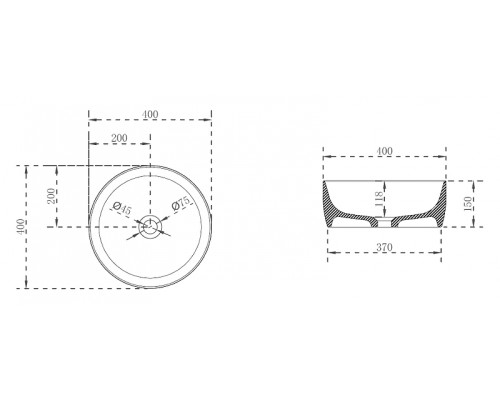 Раковина-чаша Abber Kristall 40 AT2804Onyx Черная
