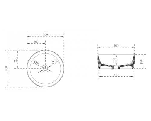 Раковина-чаша Abber Kristall 40 AT2804Onyx Черная