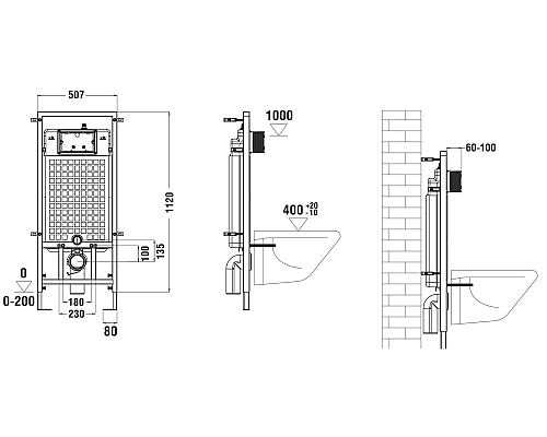 Инсталляция WeltWasser WW Marberg 507 10000005949 для унитаза без клавиши смыва